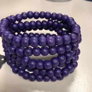 Purple Wood Bracelet. Elastic Fit